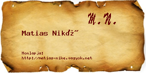 Matias Niké névjegykártya